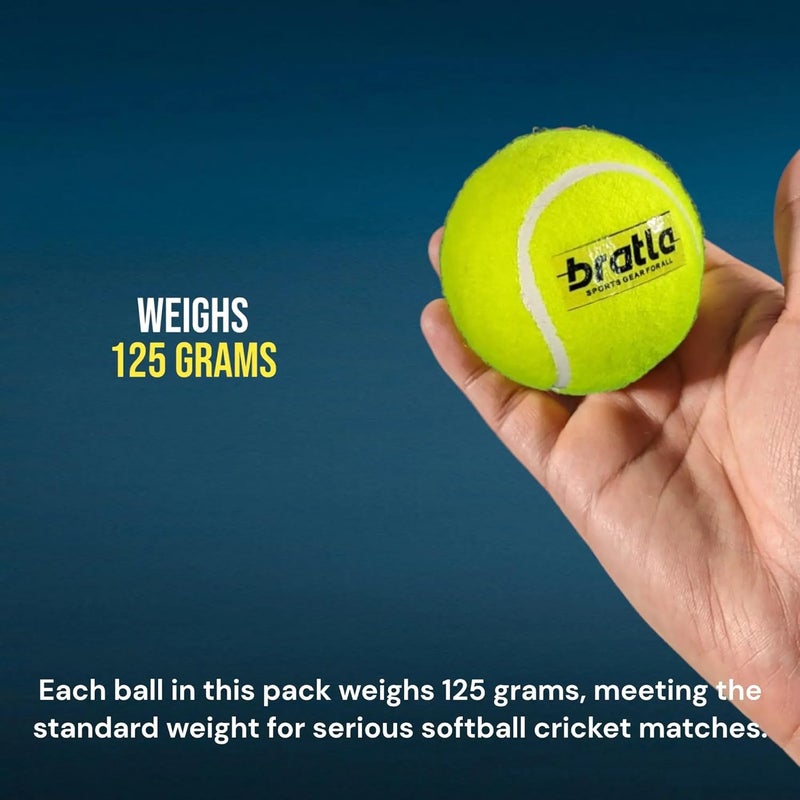 Bratla Heavy Tennis Cricket Ball 120-130g - Pack of 6 | Hard Tennis Balls for Softball Cricket Games - Image 5